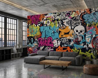 Graffiti Wall Mural, Peel and Stick Wallpaper, Non Woven Street Art Decor