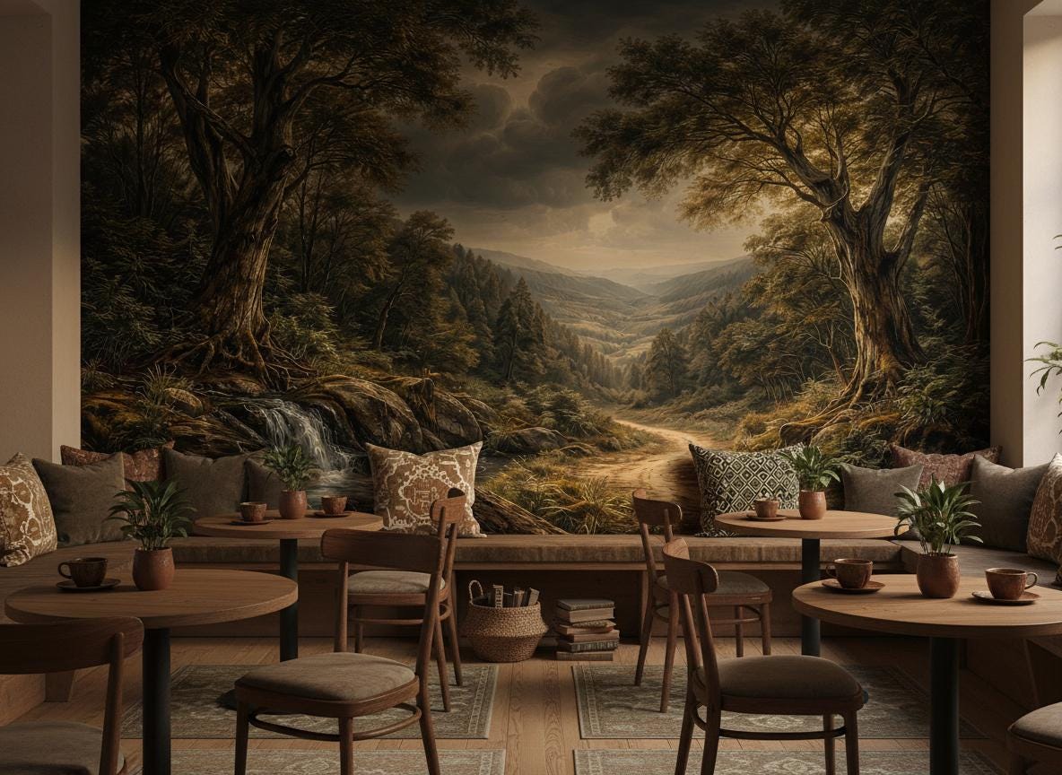 Dark Forest Landscape Wallpaper Mural Removable Peel and Stick Scenic ...