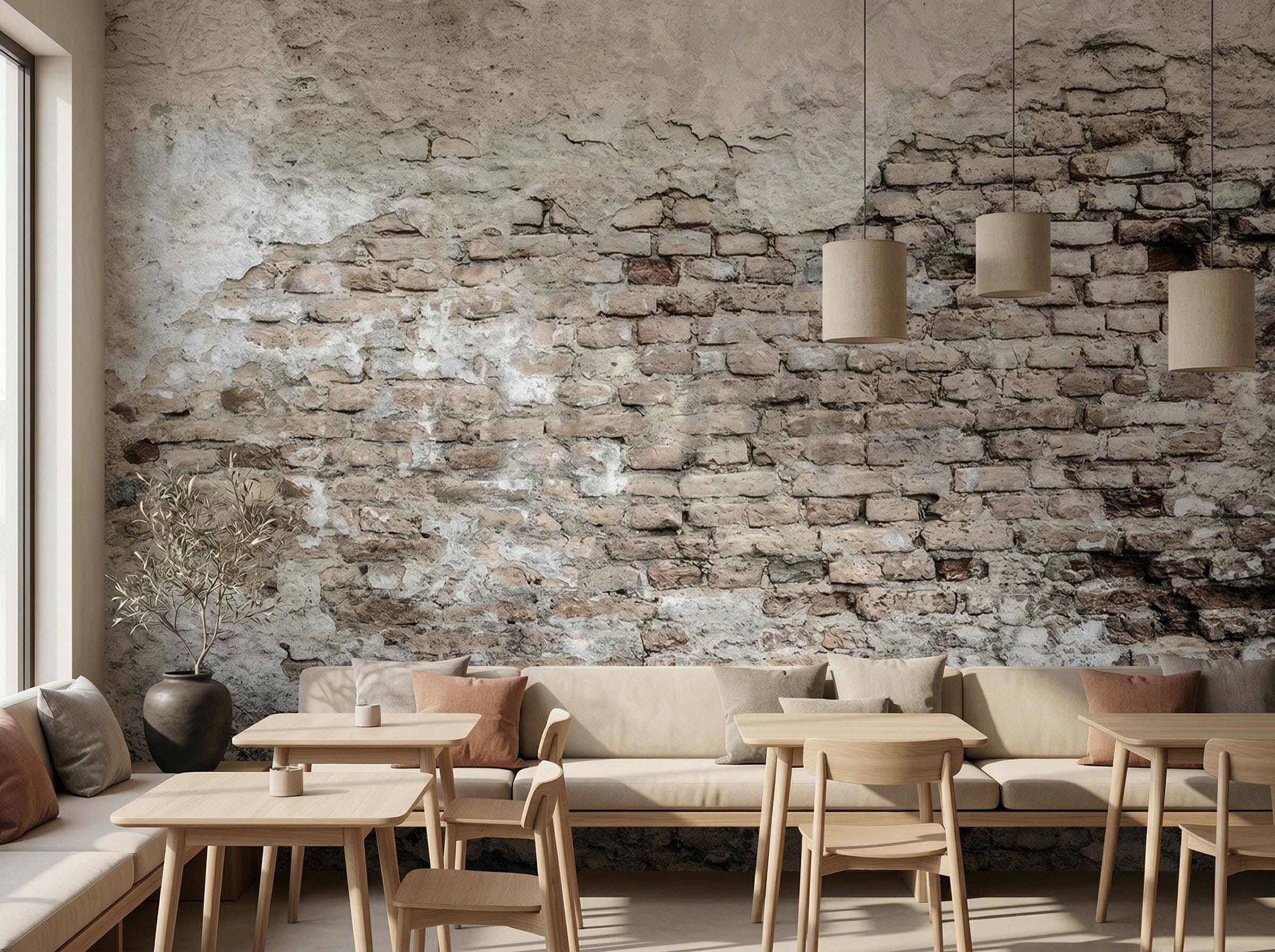 Vintage Brick Wall Wallpaper Mural Removable Peel and Stick Rustic ...