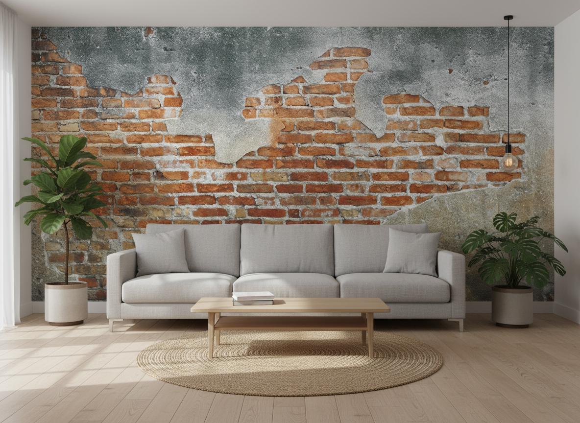 Distressed Red Brick Wall Wallpaper Mural Removable Peel and Stick ...
