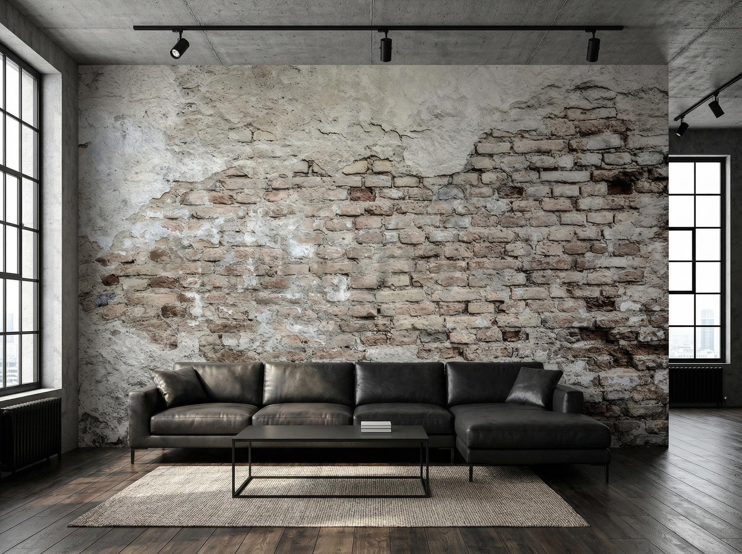 Vintage Brick Wall Wallpaper Mural Removable Peel and Stick Rustic ...