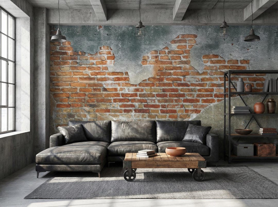 Distressed Red Brick Wall Wallpaper Mural Removable Peel and Stick ...