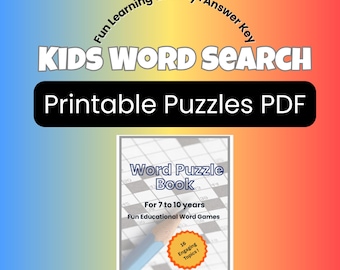 Kids Word Search Puzzle Book | Easy Printable Word Search PDF | Vocabulary Worksheets for Kids | Simple Puzzles + Answer Key