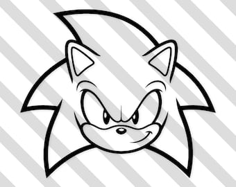 Sonic Head Svg: Bold Outline Design For Stickers