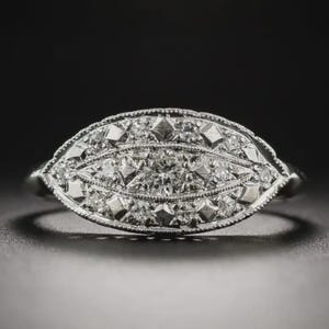 Filigran Art Deco-förlovningsring, rundslipad labbdiamant, 925 sterlingsilver