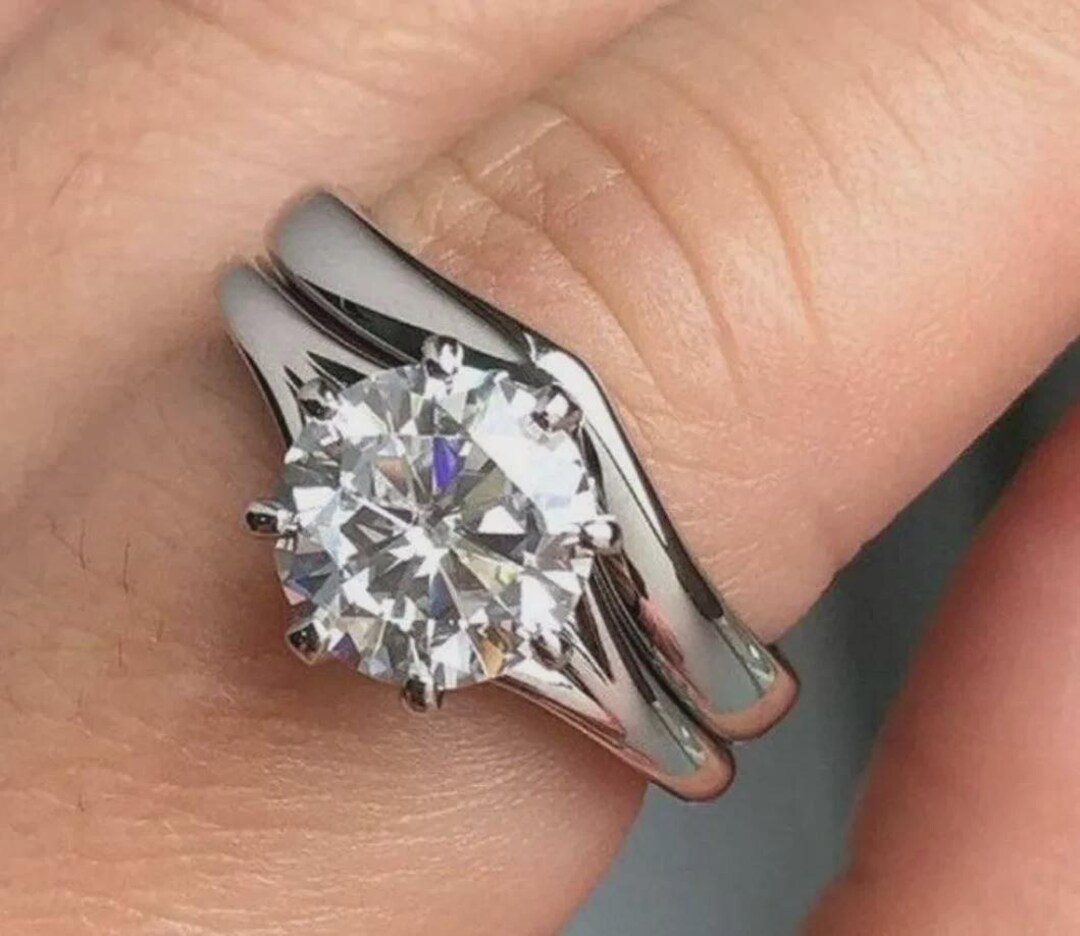 2ct.round Cut Moissanite Bridal Set Wedding Ring for Her Solid 14K ...