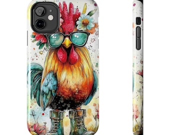 Colorful Chicken with Sunglasses phone case | Tough Phone Cases