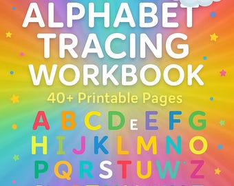 Hojas de trabajo de trazado del alfabeto A-Z / Imprimibles para preescolar / Letras mayúsculas y minúsculas / Práctica de escritura a mano (PDF)