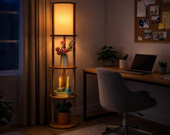 Luminária de chão de madeira em estilo escandinavo | Luminária de chão decorativa | Decoração para casa e escritório - luminária de chão de madeira, luminária de chão moderna, luminária de chão com tripé