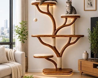 Tree Cat Tower,  Wooden Cat Tree, Luxury Cat Furniture,  Modern Cat Climbing Tree,  wall shelf, cat wall shelf, cat shelf, shelf, wall decor