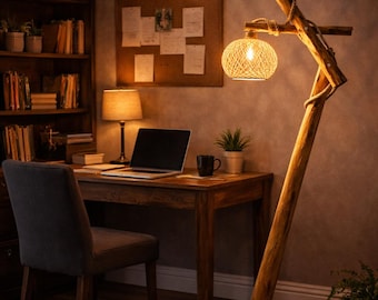 Luminária de chão de madeira em estilo escandinavo | Luminária de chão decorativa | Decoração para casa e escritório - luminária de chão de madeira, luminária de chão moderna, luminária de chão com tripé