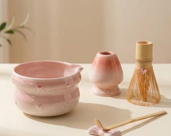 Ceramic Matcha Tea Set | Japanese Tea Ceremony Kit | Chawen with Chasen Holder | Matcha Gift Set | Gift for Her