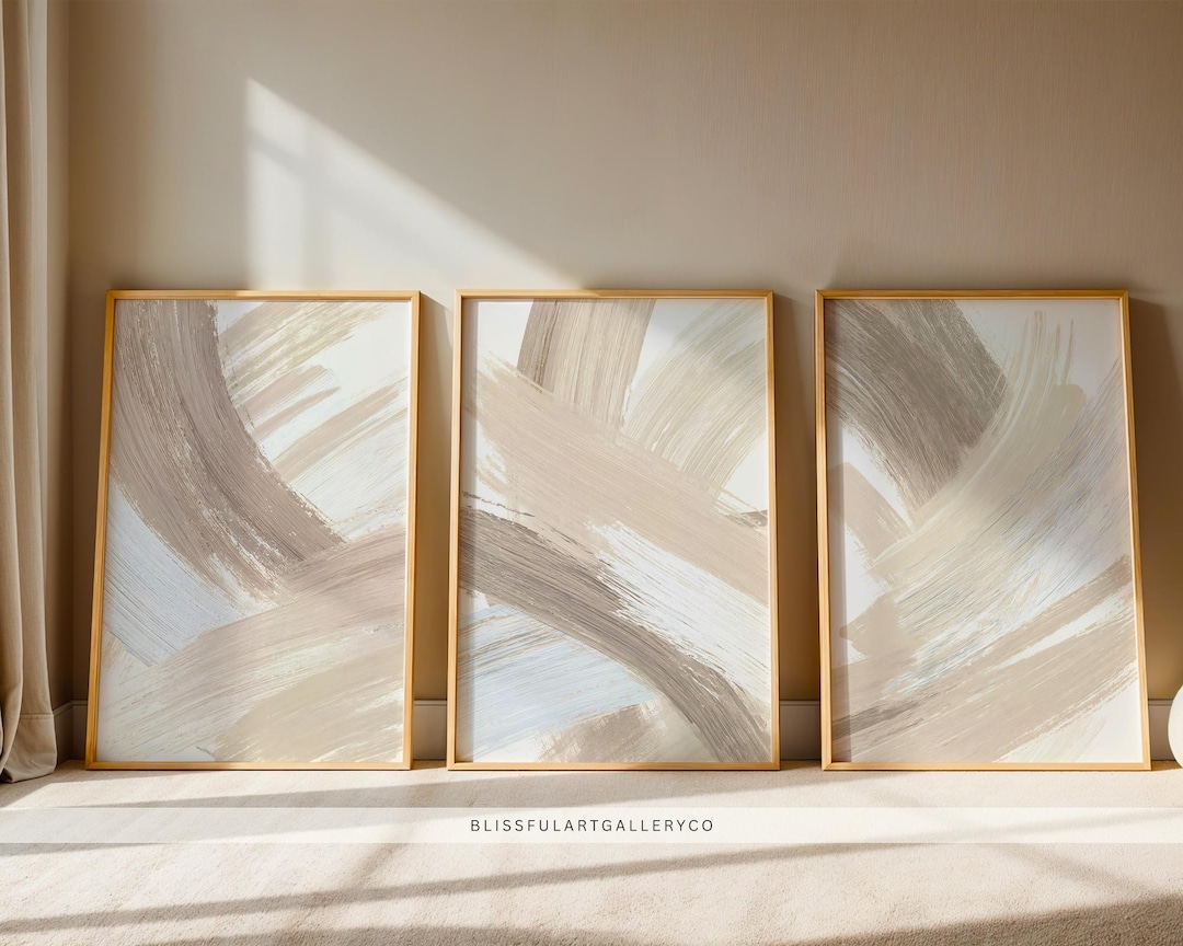 Neutral Abstract Art Prints Set | Scandi Modern Home Decor (digital ...