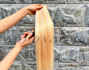 Genius - Trama de cabello humano Remy anudado a mano de 50 g, n.° 18/1001, rubio ceniza con castaño claro