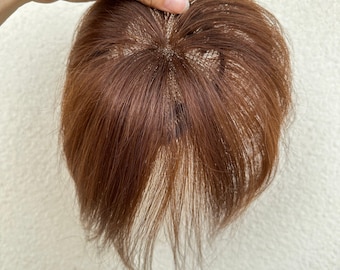 invisible Lace 10x10cm Free part Virgin Hair Topper Black/Brown 15cm length