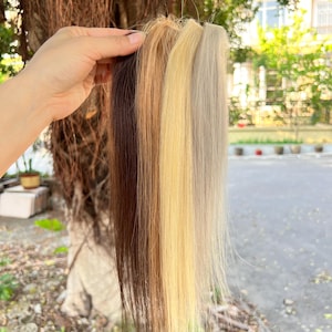 Extensiones de cabello humano rubio Remy con clip, reflejos DIY (2 piezas/juego)