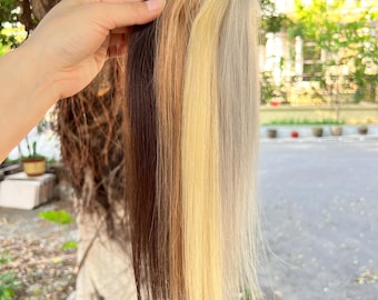 Blonde Remy Human Hair Clip In Extensions, DIY Highlights (2pcs/set)