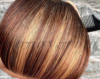 Mechas Genius atadas a mano en castaño y rubio n.° 4/27, 100 % cabello humano, hechas a mano