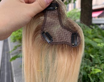 Highlighted Balayage Hair Topper |Ash Blonde Brown Hair Extension for Hair Loss 4.8x2.8" 10"