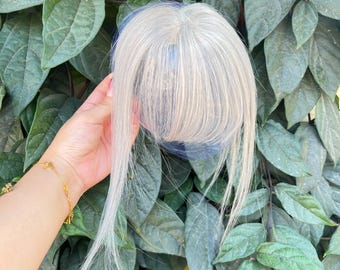 レミー人毛バントッパー | 極細レース、2クリップ（グリーン、グレーヘア）