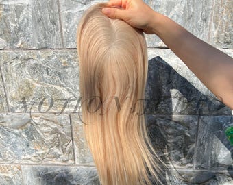 5.5x6.5 Lace Topper Brown Blonde Balayage European Human Hair Piece Toppers Breathable Comfort