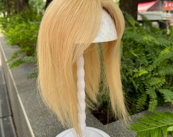 Platinum Blonde Hair Topper Clip In | Crown Extension for Thinning Hair | Breathable Volume Piece  9.5x14 cm 10" Milk Tea Gold