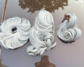 Set di 3 elastici per capelli sintetici con clip a pinza, effetto sale e pepe.