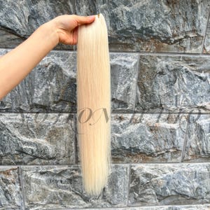 プラチナブロンドの人毛エクステンション ハンドタイド ジーニアスバンドル 50g #613