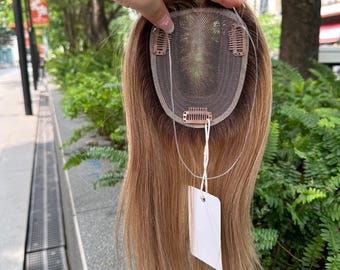 Dark Root Ombre Hair Topper | Rooted Blonde Machine Made Hairpiece | Realistic Parting Crown Extension 10*12cm 14"