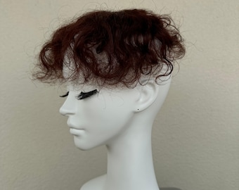 Reddish-brown/burgundy Silk Base Hair Topper Hairline Forehead Topper 7x8cm 15cm length