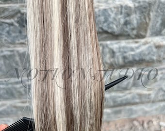 Genius Hand Tied Weft Hair Extension #4/613 Dark Brown Mixed With Platinum Blonde