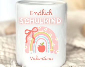 Personalized piggy bank with name, schoolchild, first day of school, first day of school gifts, back to school gifts, gift for starting school, money box