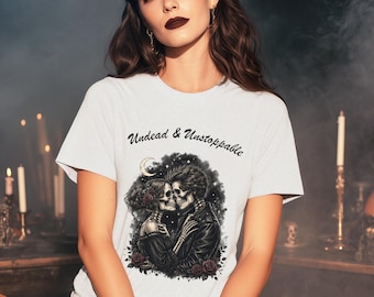 Halloween Couple Shirt, Spooky Season, Autumn Tee, Halloween Outfit, Fall Shirt, Gothic, Spooky Halloween Season, Biker Couple Love forever