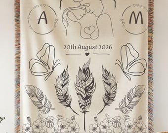 Personalized Wedding Blanket, wedding couple, Wedding Gift, Cotton Throw Blanket for Couple Bridal Shower Present, Wedding Must have