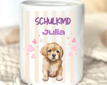 Personalized piggy bank with name, schoolchild, first day of school, first day of school gifts, back to school gifts, gift for starting school, money box