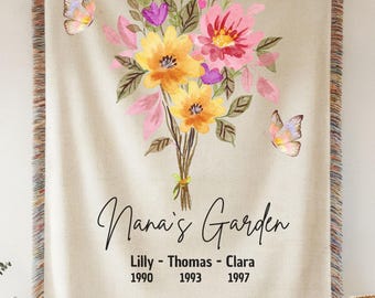 Personalized Nanas Garden, Birth Flowers Family Bouquet Print, Mother's Day Gift, Personalized Gift, Birthday Mother's Gift