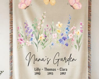 Personalized Nanas Garden, Birth Flowers Family Bouquet Print, Mother's Day Gift, Personalized Gift, Birthday Mother's Gift