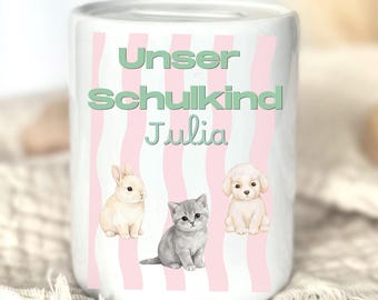 Personalized piggy bank with name, schoolchild, first day of school, first day of school gifts, back to school gifts, gift for starting school, money box