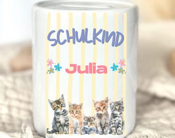Personalized piggy bank with name, schoolchild, first day of school, first day of school gifts, back to school gifts, gift for starting school, money box