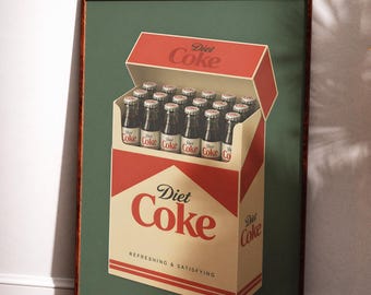 Retro Diet Coke Print, Vintage Soda Can Wall Decor