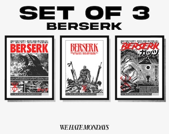 Set of 3 Berserk Guts Anime Manga Art Print | Retro Vintage Poster (Digital Download)