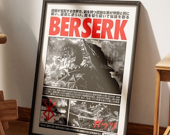 Berserk Guts Anime Poster | Vintage Manga Art Print (Digital Download)