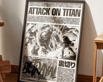 Attack on Titan Poster V5, AOT Print, Anime Poster, Manga Art Print, Vintage Minimalist Anime Wall Art, Shingeki No Kyojin, Eren Yeager