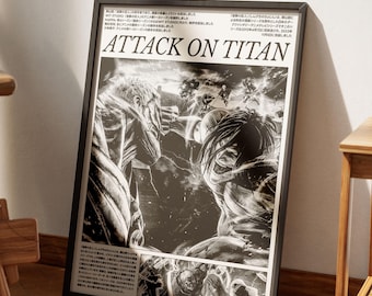 Attack on Titan Poster V4, AOT Print, Anime Poster, Manga Art Print, Vintage Minimalist Anime Wall Art, Shingeki No Kyojin, Eren Yeager