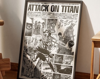 Attack on Titan Poster V2, AOT Print, Anime Poster, Manga Art Print, Vintage Minimalist Anime Wall Art, Shingeki No Kyojin, Eren Yeager