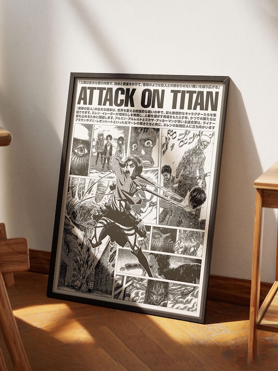 Attack on Titan Poster V2, AOT Print, Anime Poster, Manga Art Print, Vintage Minimalist Anime Wall Art, Shingeki No Kyojin, Eren Yeager