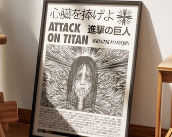 Attack on Titan Poster V2, AOT Print, Anime Poster, Manga Art Print, Vintage Minimalist Anime Wall Art, Shingeki No Kyojin, Eren Yeager