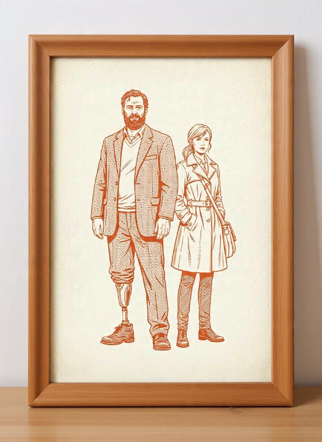 Cormoran Strike & Robin Ellacott Line Art Print (digital Download) - Etsy