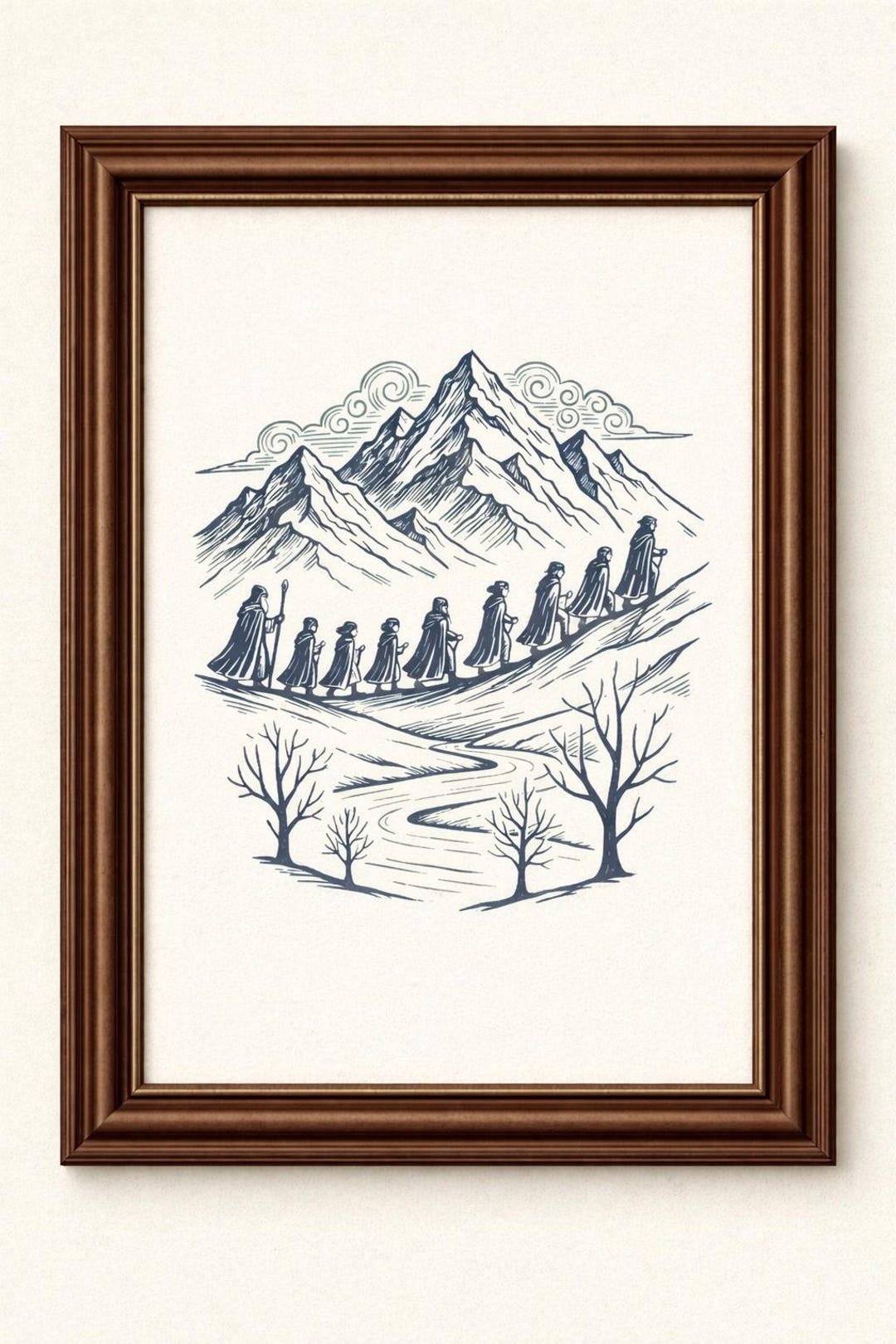 Fellowship of the Ring Art Print | Minimalist Middle Earth Wall Decor ...