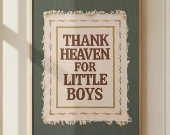 Arte de pared para habitación de bebé "Gracias al Cielo por los niños pequeños", decoración para habitación de bebé en punto de cruz, póster bordado estilo cottagecore, regalo para baby shower